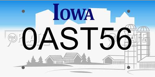 0AST56 Iowa License Plate