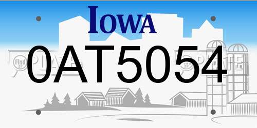 0AT5054 Iowa License Plate