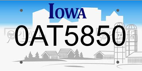 0AT5850 Iowa License Plate