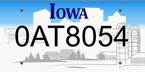 0AT8054 Iowa License Plate