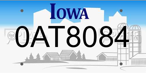 0AT8084 Iowa License Plate