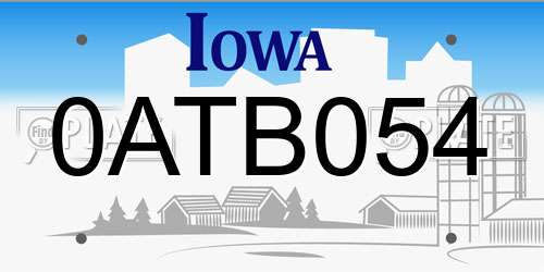 0ATB054 Iowa License Plate