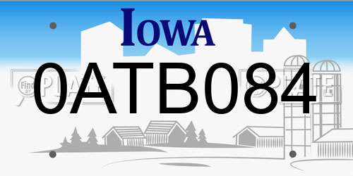 0ATB084 Iowa License Plate