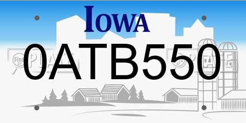 0ATB550 Iowa License Plate
