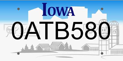 0ATB580 Iowa License Plate