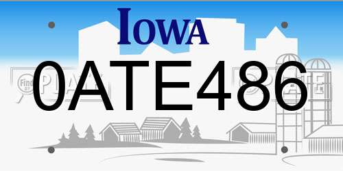 0ATE486 Iowa License Plate