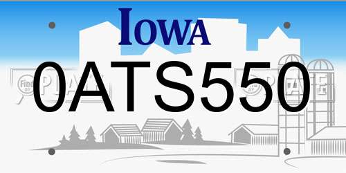 0ATS550 Iowa License Plate