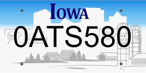 0ATS580 Iowa License Plate