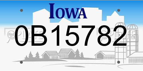 0B15782 Iowa License Plate