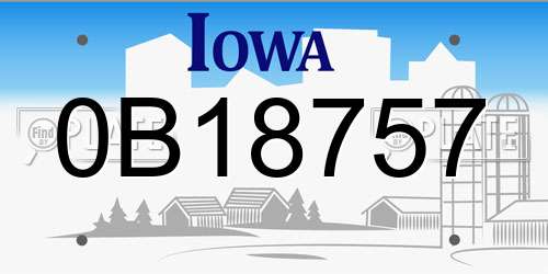 0B18757 Iowa License Plate