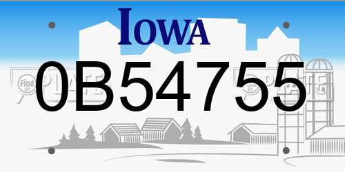 0B54755 Iowa License Plate