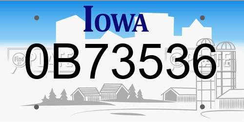 0B73536 Iowa License Plate