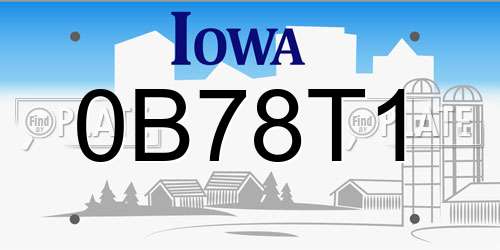 0B78T1 Iowa License Plate