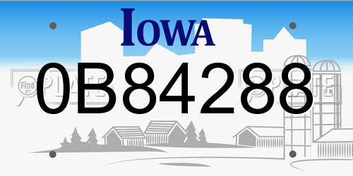 0B84288 Iowa License Plate