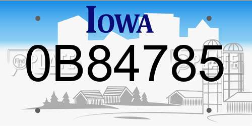 0B84785 Iowa License Plate