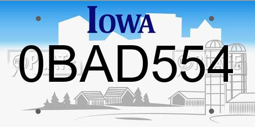 0BAD554 Iowa License Plate