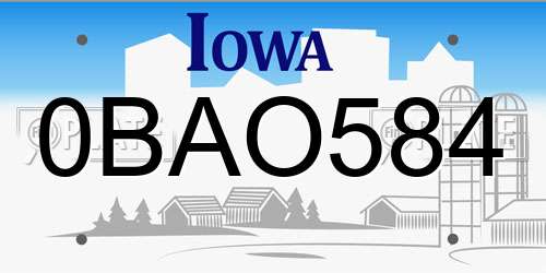 0BAO584 Iowa License Plate