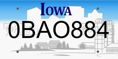 0BAO884 Iowa License Plate