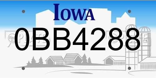 0BB4288 Iowa License Plate