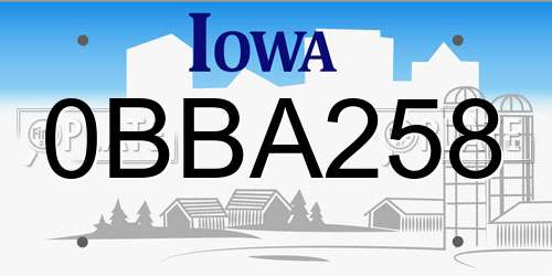 0BBA258 Iowa License Plate