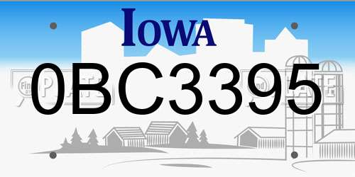 0BC3395 Iowa License Plate