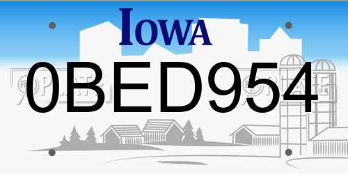 0BED954 Iowa License Plate