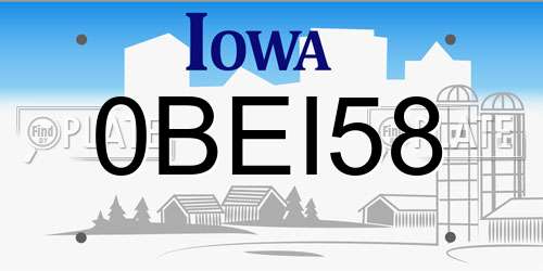 0BEI58 Iowa License Plate