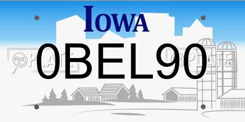 0BEL90 Iowa License Plate
