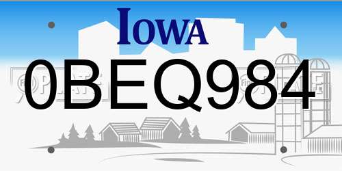 0BEQ984 Iowa License Plate