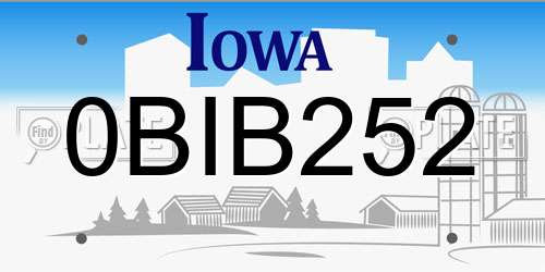 0BIB252 Iowa License Plate