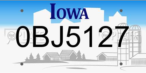0BJ5127 Iowa License Plate