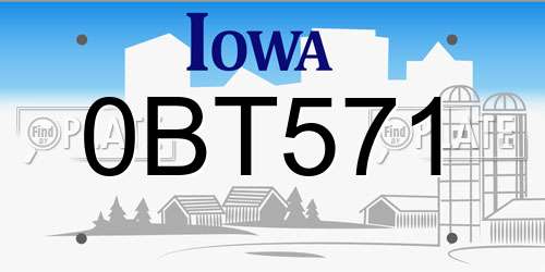 0BT571 Iowa License Plate