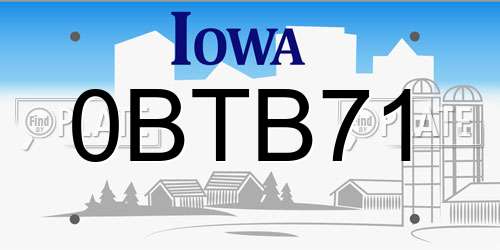 0BTB71 Iowa License Plate
