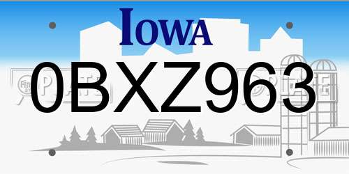 0BXZ963 Iowa License Plate