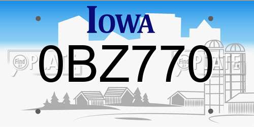 0BZ770 Iowa License Plate