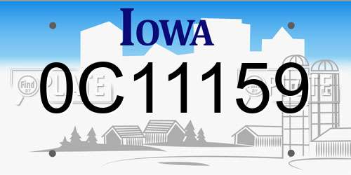 0C11159 Iowa License Plate