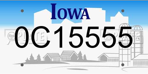 0C15555 Iowa License Plate