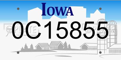 0C15855 Iowa License Plate