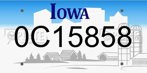 0C15858 Iowa License Plate