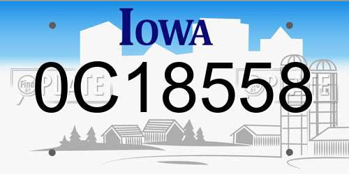 0C18558 Iowa License Plate