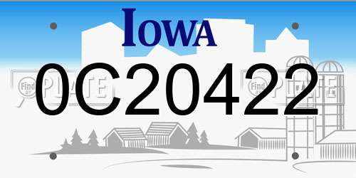 0C20422 Iowa License Plate