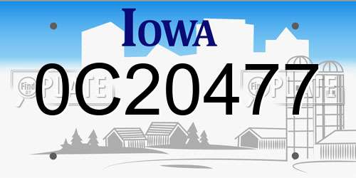 0C20477 Iowa License Plate