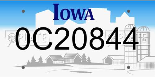 0C20844 Iowa License Plate