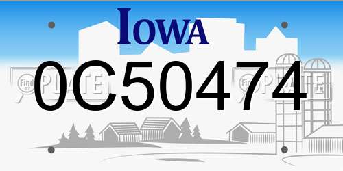 0C50474 Iowa License Plate