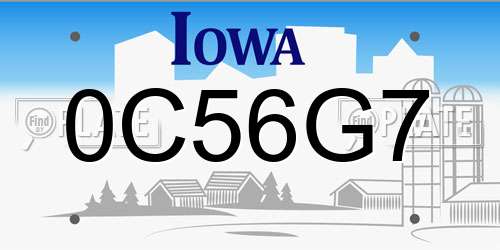 0C56G7 Iowa License Plate