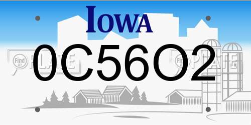 0C56O2 Iowa License Plate