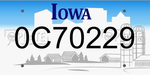 0C70229 Iowa License Plate