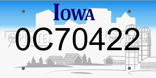 0C70422 Iowa License Plate