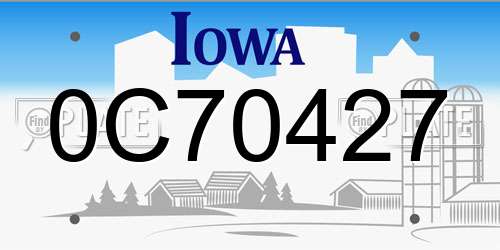0C70427 Iowa License Plate