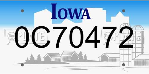 0C70472 Iowa License Plate